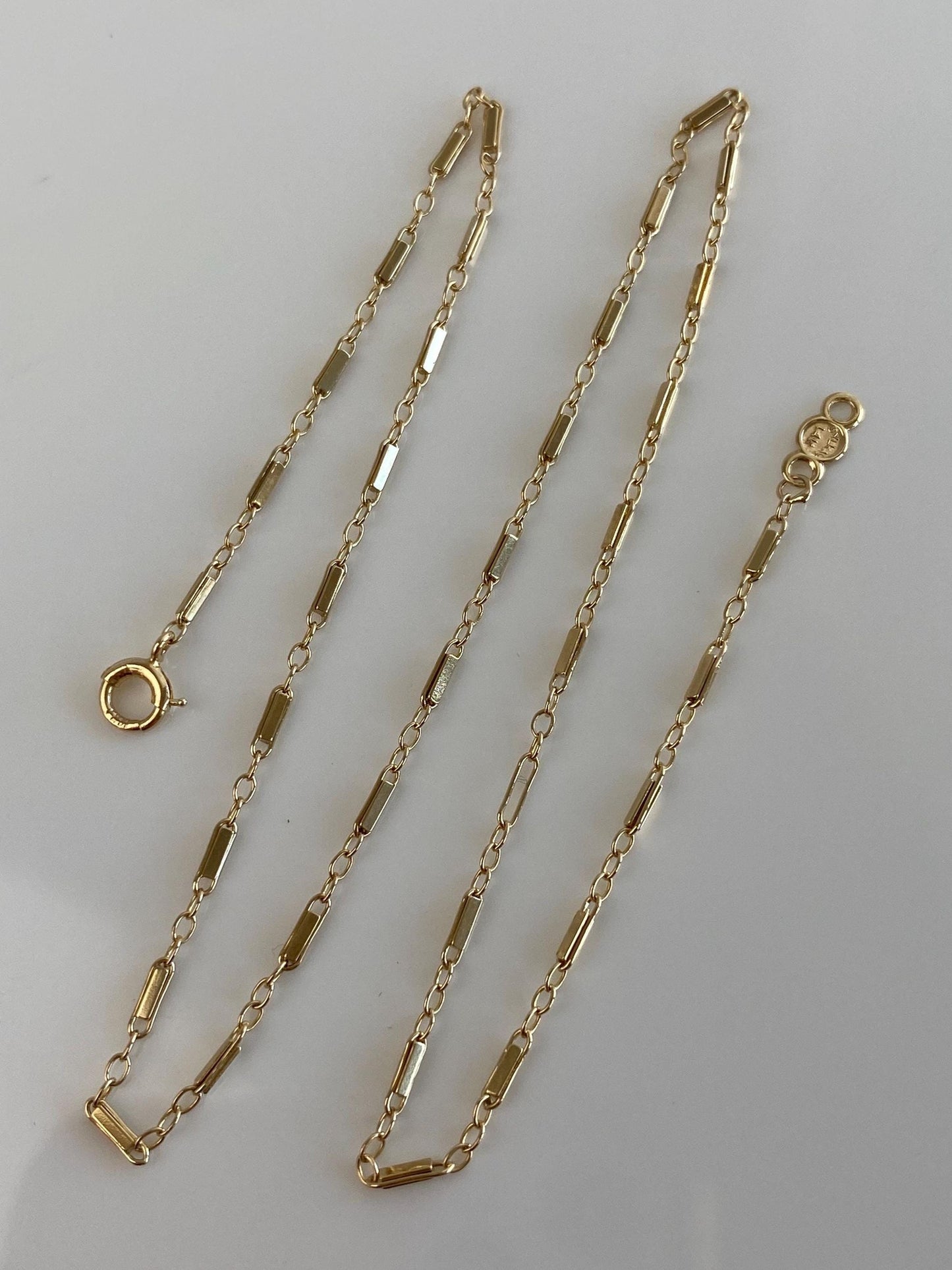 Vintage Solid 14k Yellow Gold Bar Link Chain Necklace - 13.25 inches