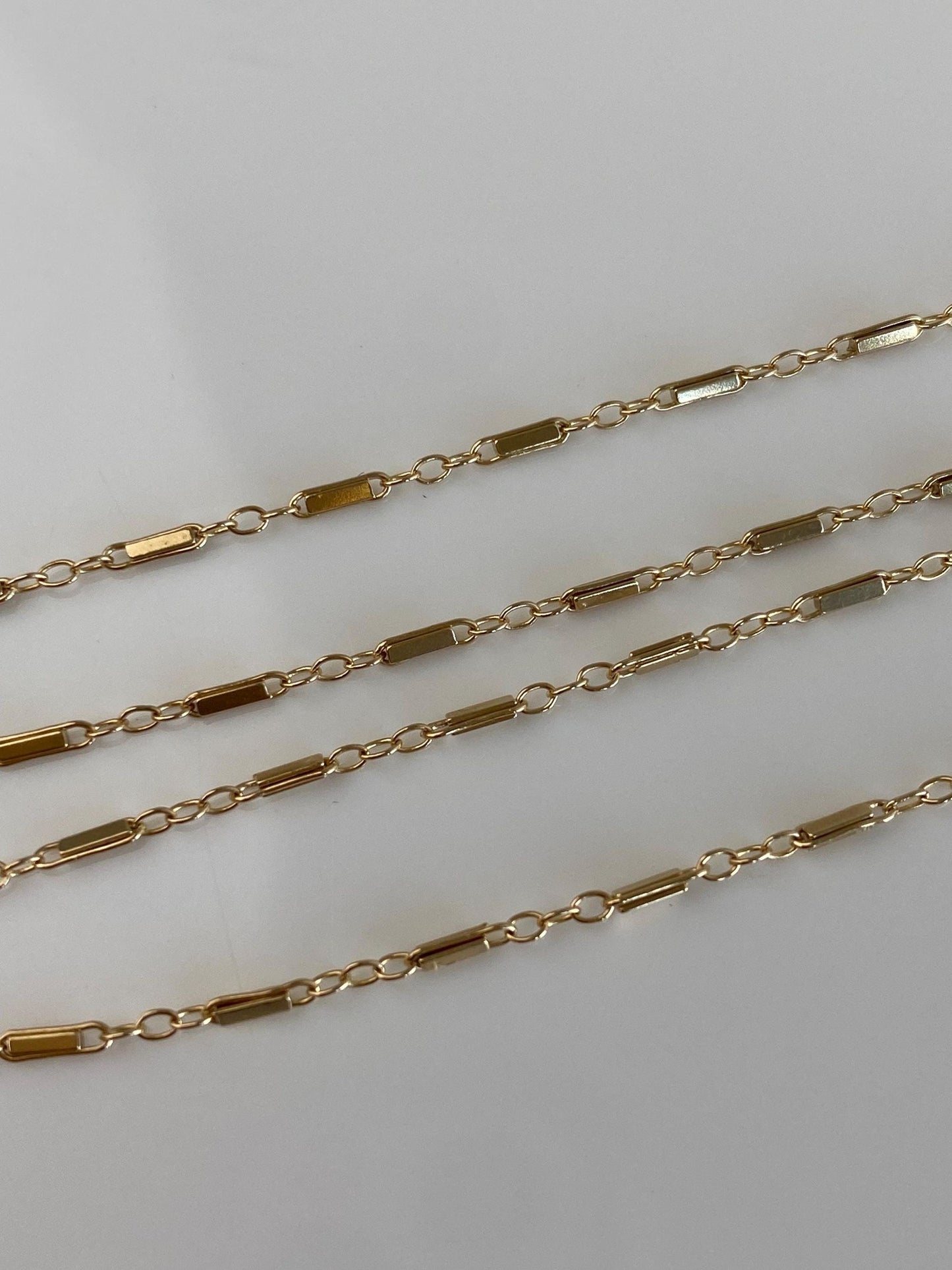 Vintage Solid 14k Yellow Gold Bar Link Chain Necklace - 13.25 inches