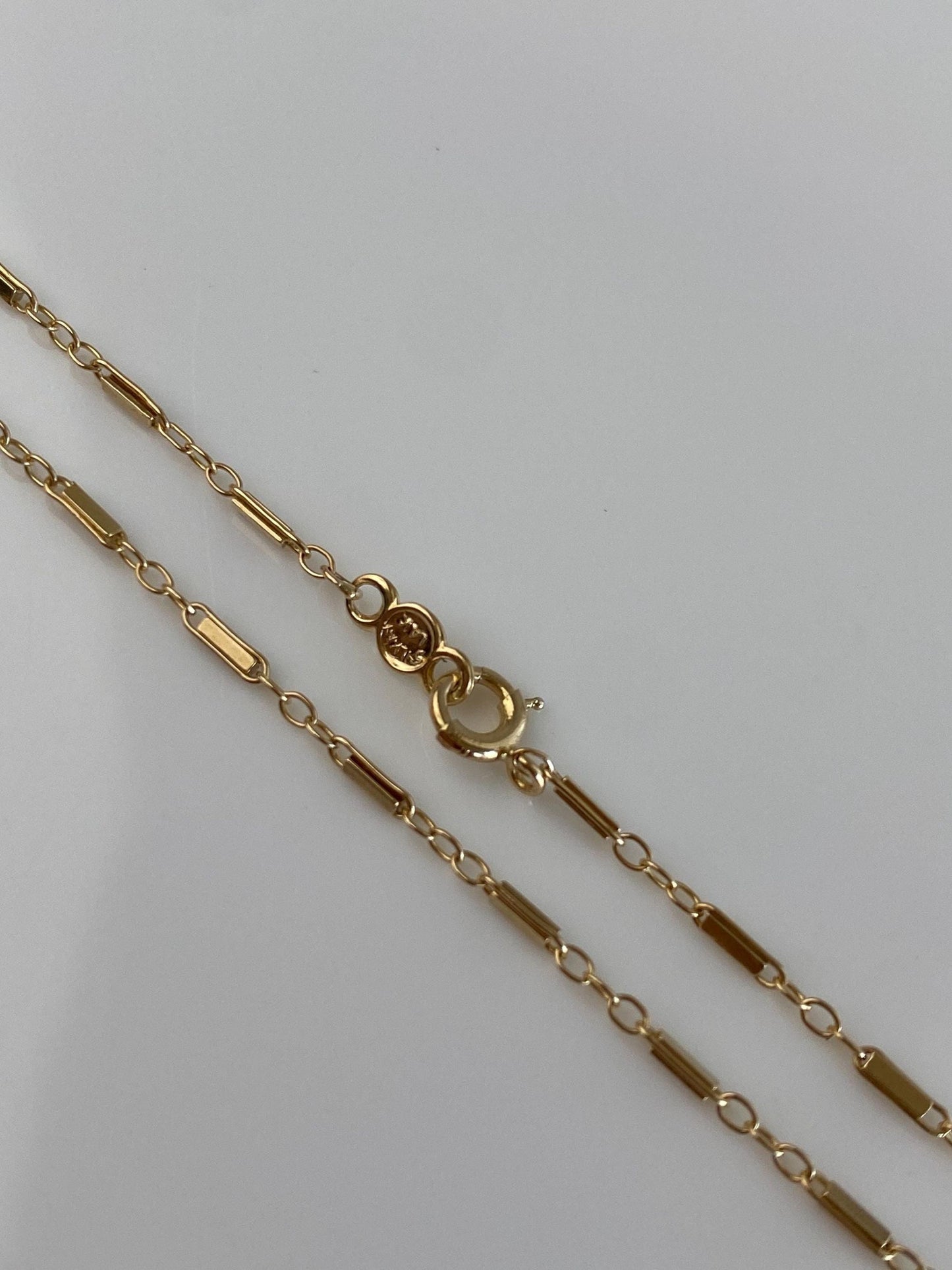 Vintage Solid 14k Yellow Gold Bar Link Chain Necklace - 13.25 inches