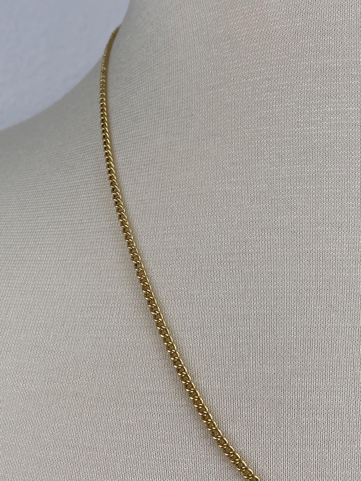 Vintage Solid 18k Yellow Gold Curb Chain Necklace - 21 inches