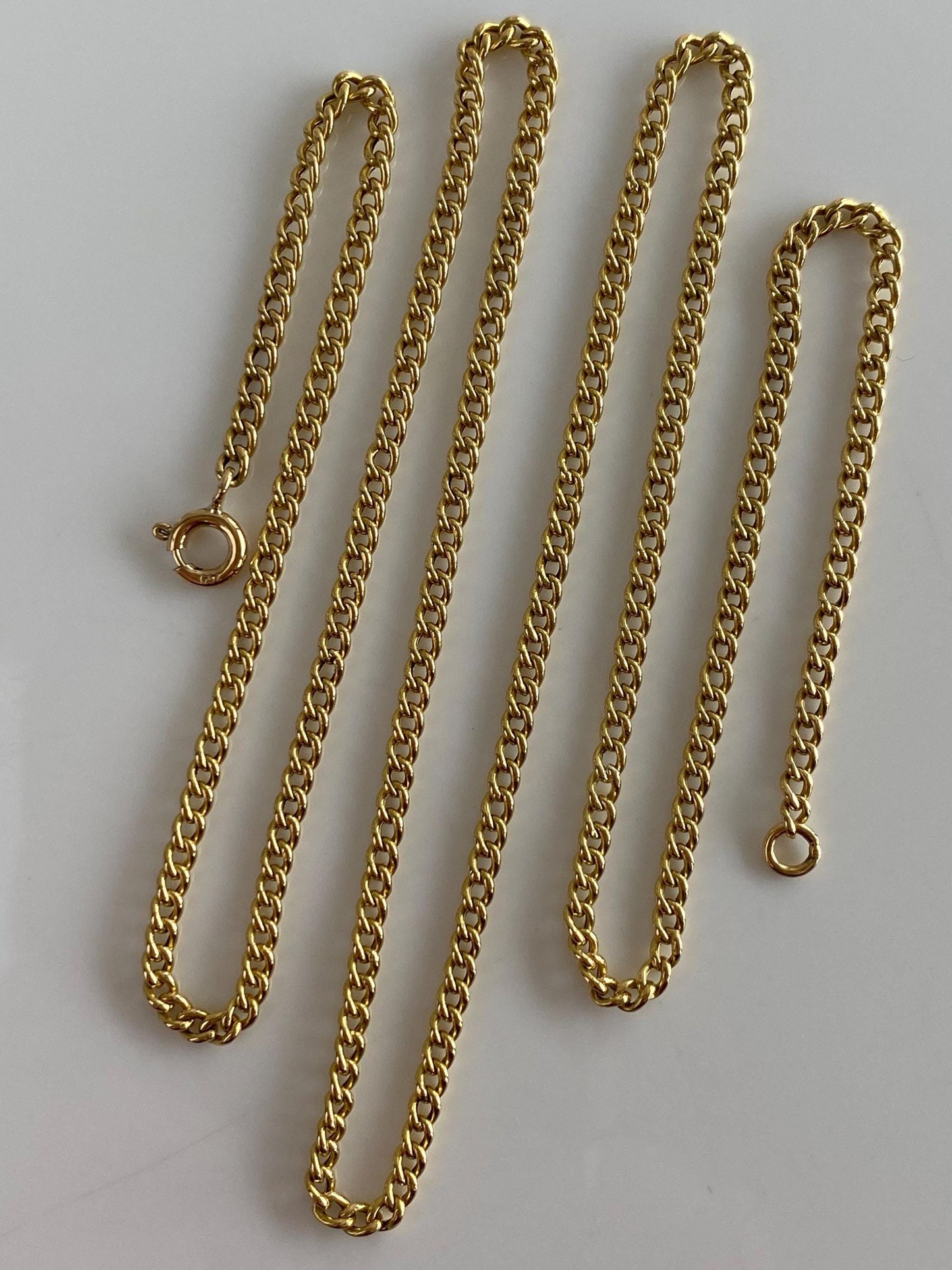 Vintage Solid 18k Yellow Gold Curb Chain Necklace - 21 inches
