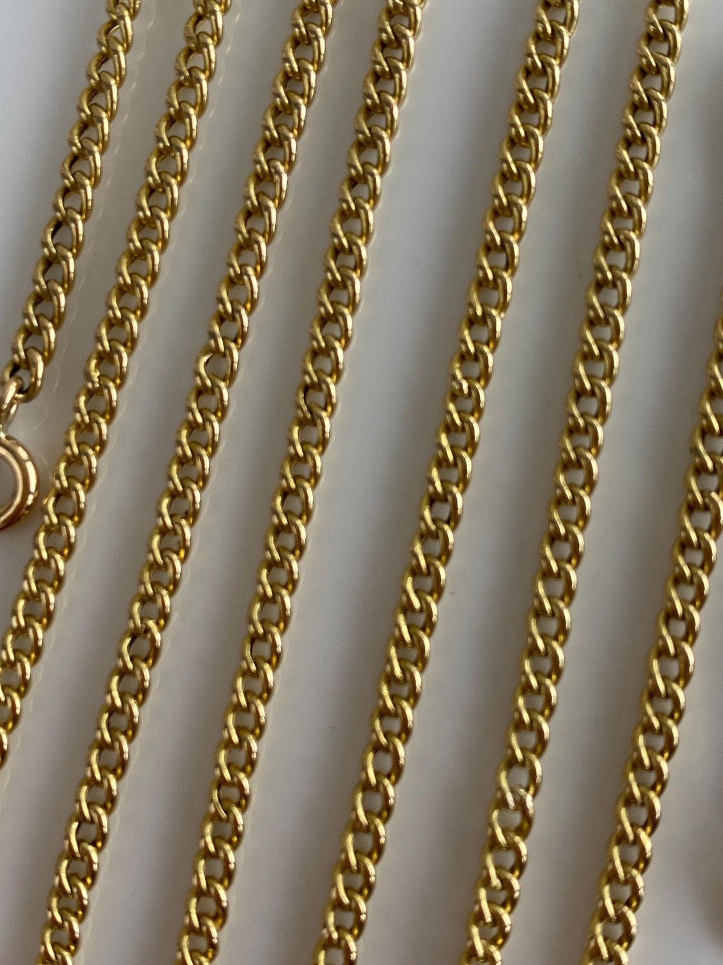 Vintage Solid 18k Yellow Gold Curb Chain Necklace - 21 inches