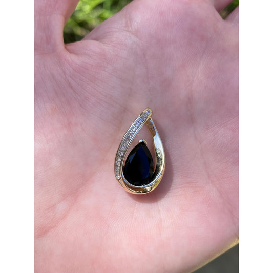 Solid 10k Yellow Gold Diamond Onyx Slide Charm