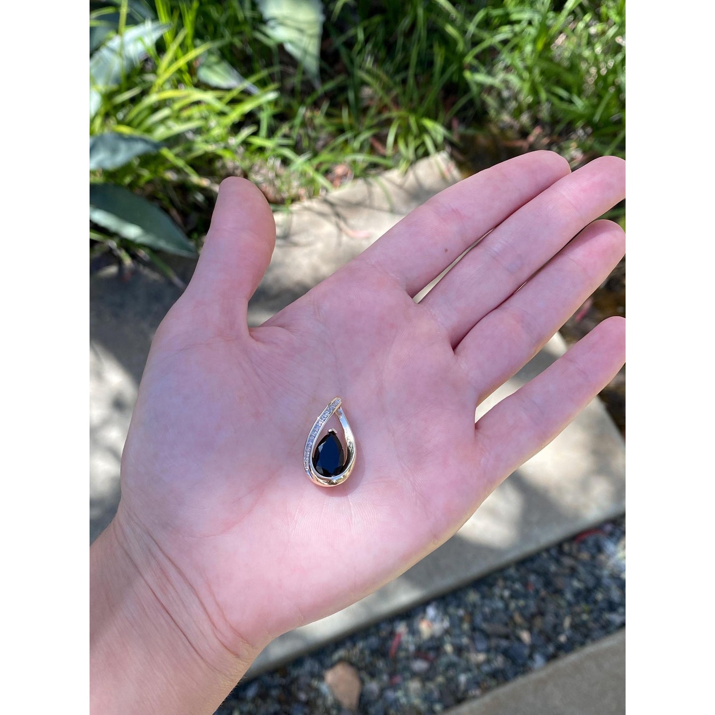 Solid 10k Yellow Gold Diamond Onyx Slide Charm