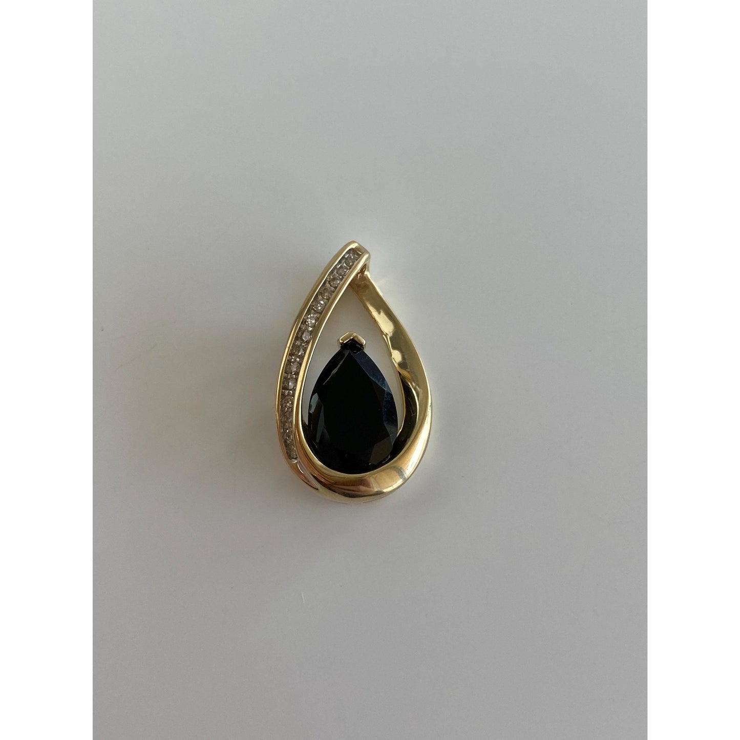 Solid 10k Yellow Gold Diamond Onyx Slide Charm