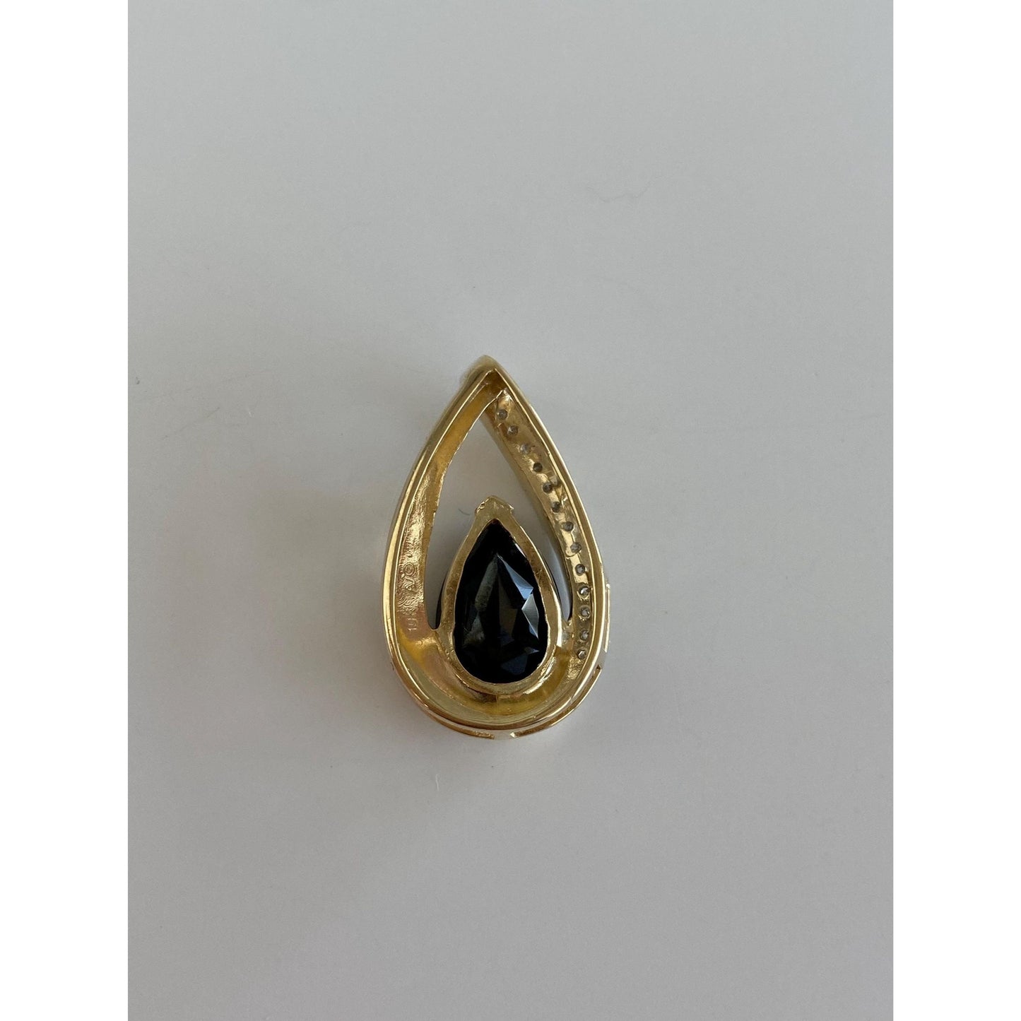 Solid 10k Yellow Gold Diamond Onyx Slide Charm