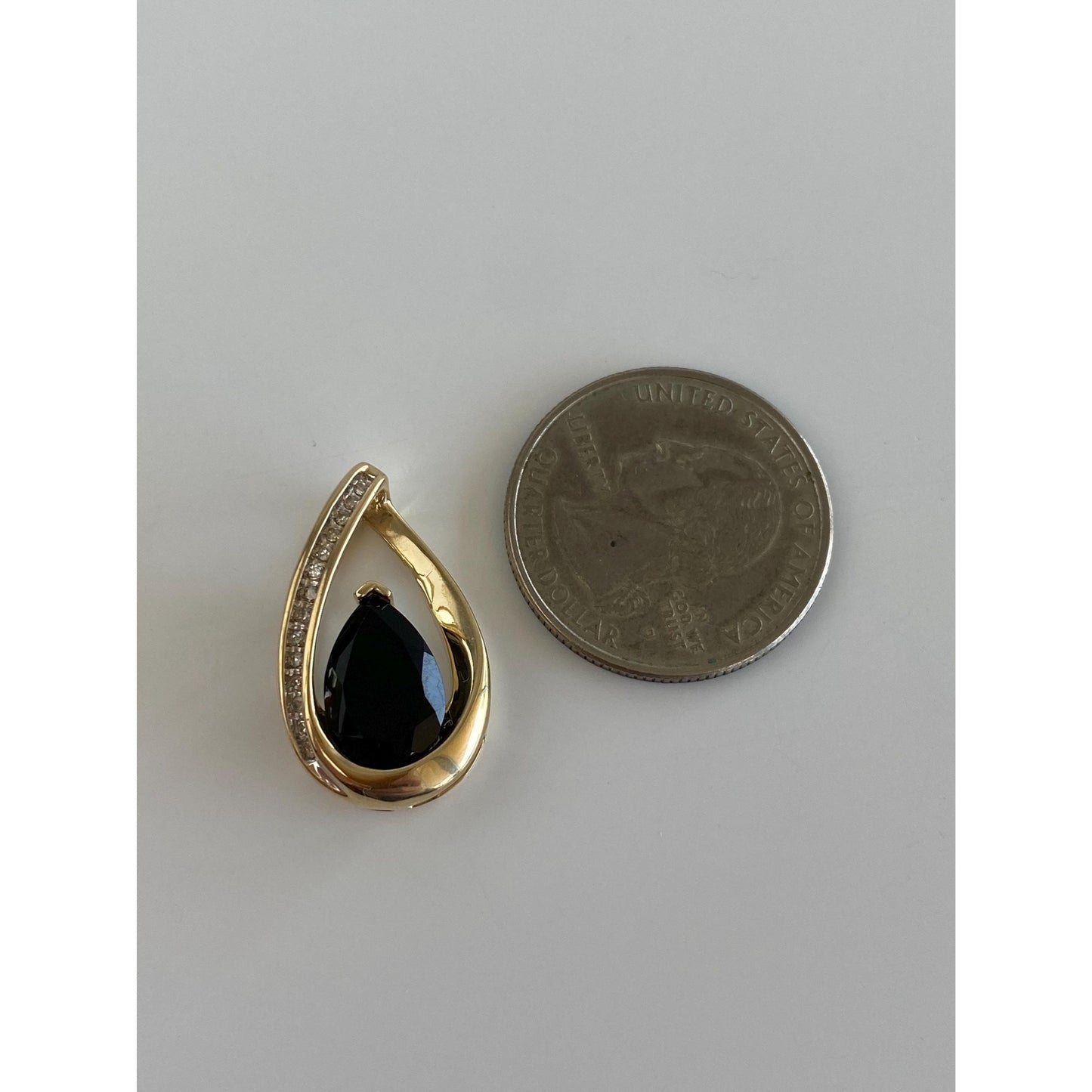 Solid 10k Yellow Gold Diamond Onyx Slide Charm