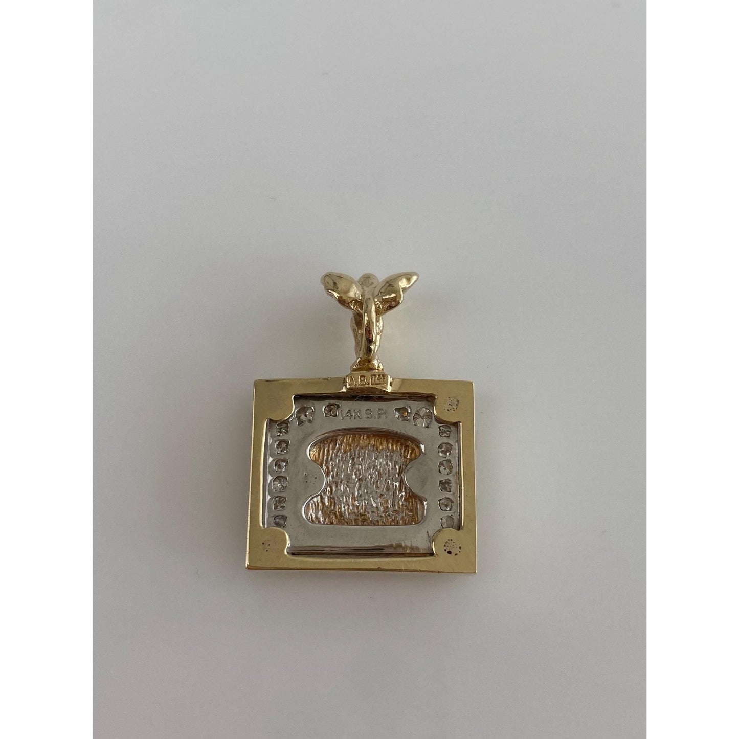 Vintage Solid 14k Yellow Gold Diamond RR Grill Charm