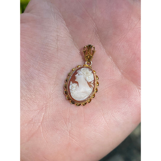Vintage Solid 10k Yellow Gold Cameo Charm