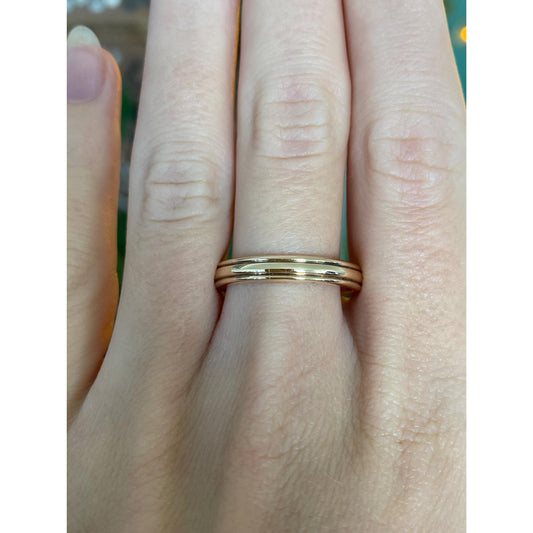 Vintage Solid 14k Yellow Gold Lined Ring Band - Size 9.25