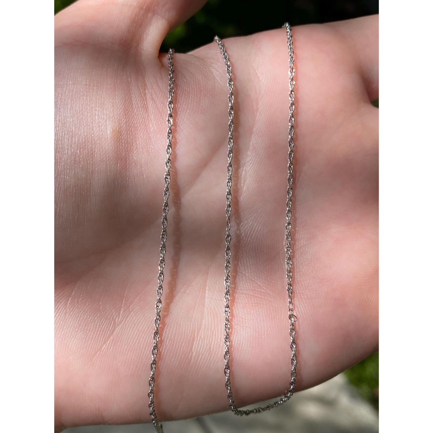 Vintage Solid 14k White Gold Chain Necklace - 15 inches