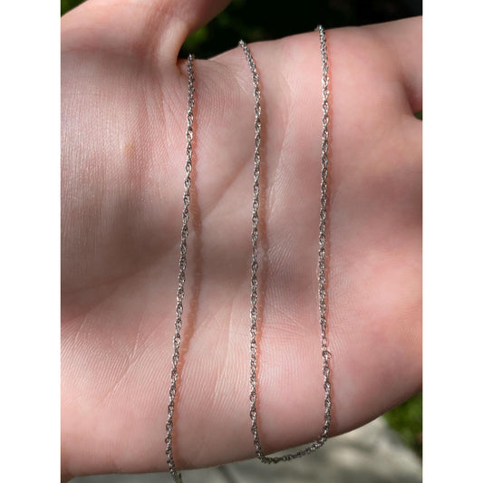 Vintage Solid 14k White Gold Chain Necklace - 15 inches