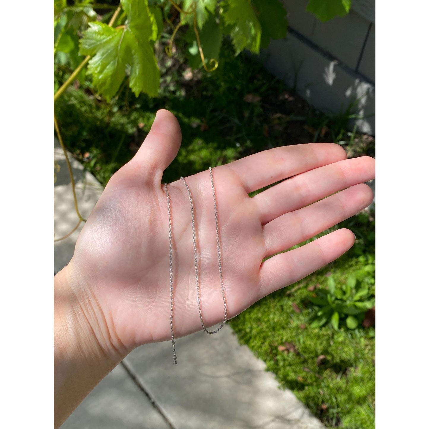 Vintage Solid 14k White Gold Chain Necklace - 15 inches