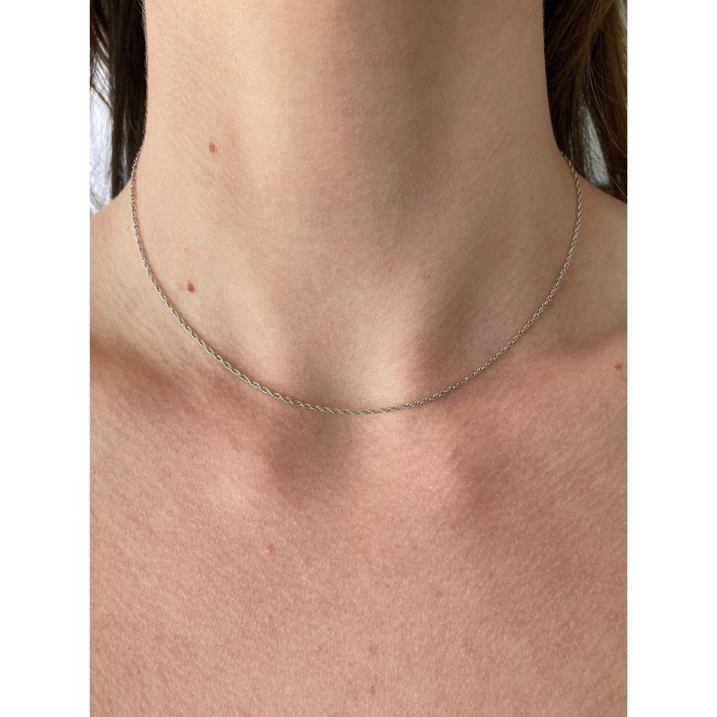 Vintage Solid 14k White Gold Chain Necklace - 15 inches