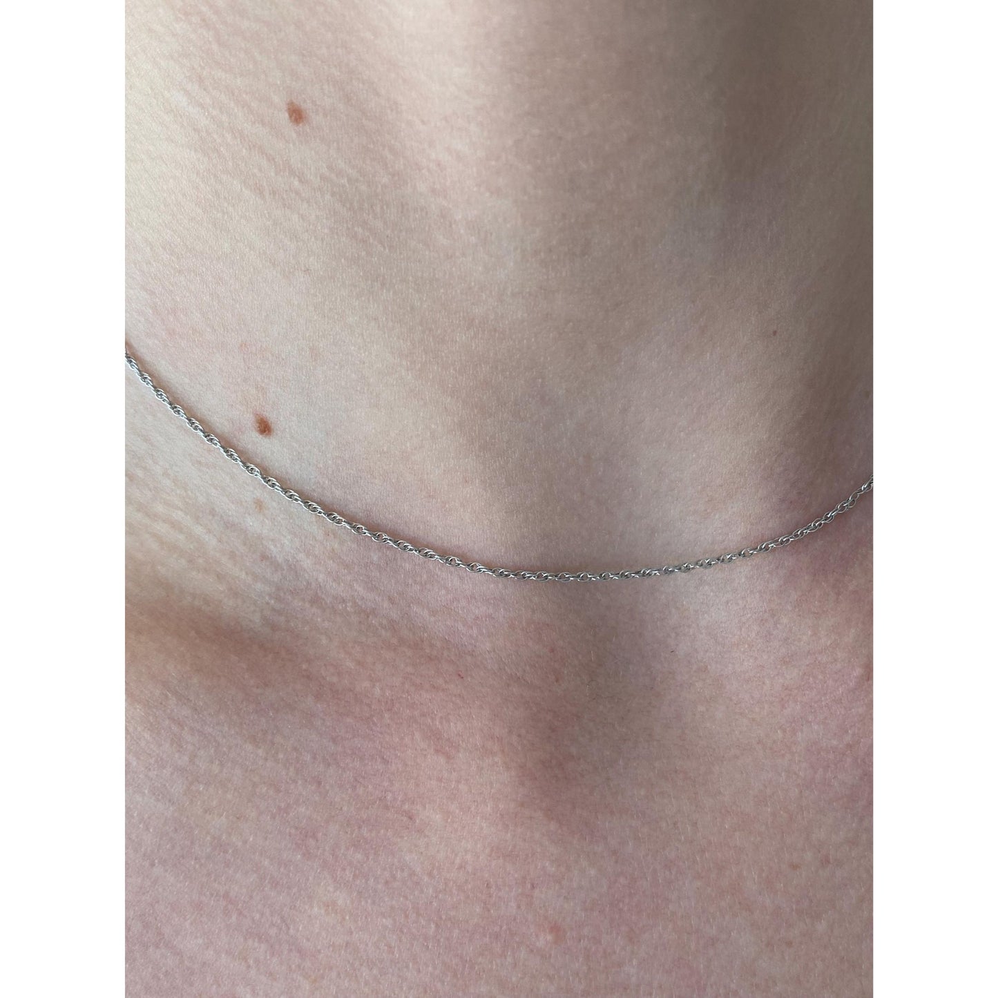 Vintage Solid 14k White Gold Chain Necklace - 15 inches