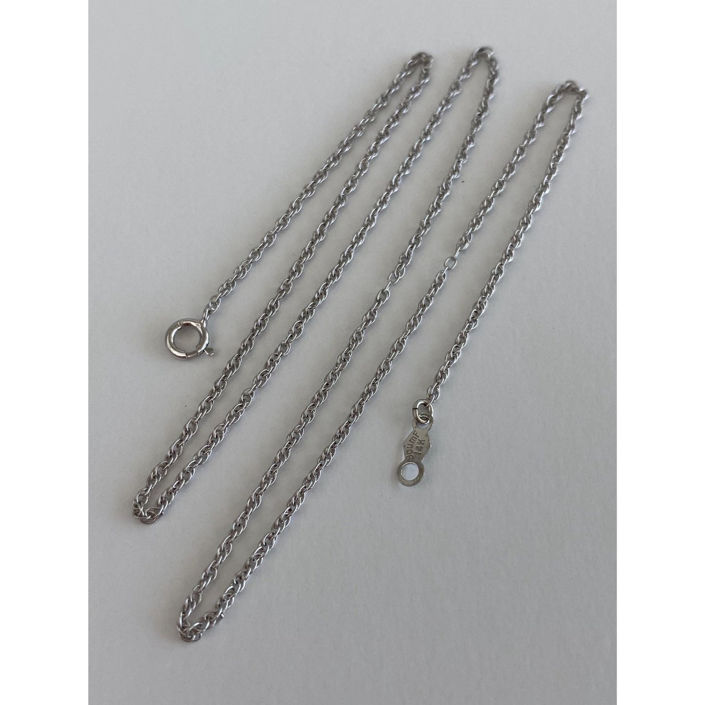 Vintage Solid 14k White Gold Chain Necklace - 15 inches