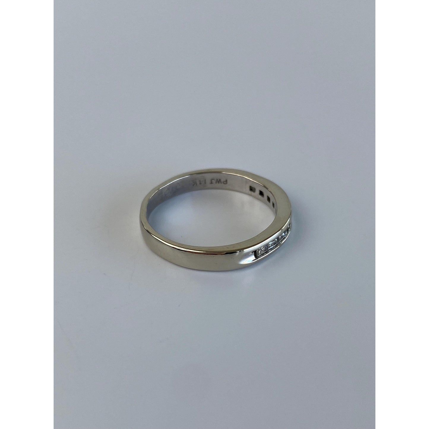 Vintage Solid 14k White Gold Diamond Ring Band - Size 7.5