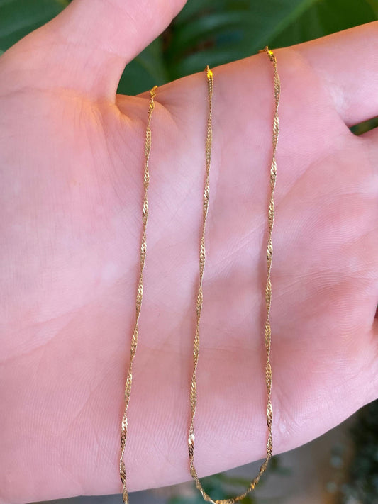Vintage Solid 14k Yellow Gold Twist Chain Necklace - 17.5 inches