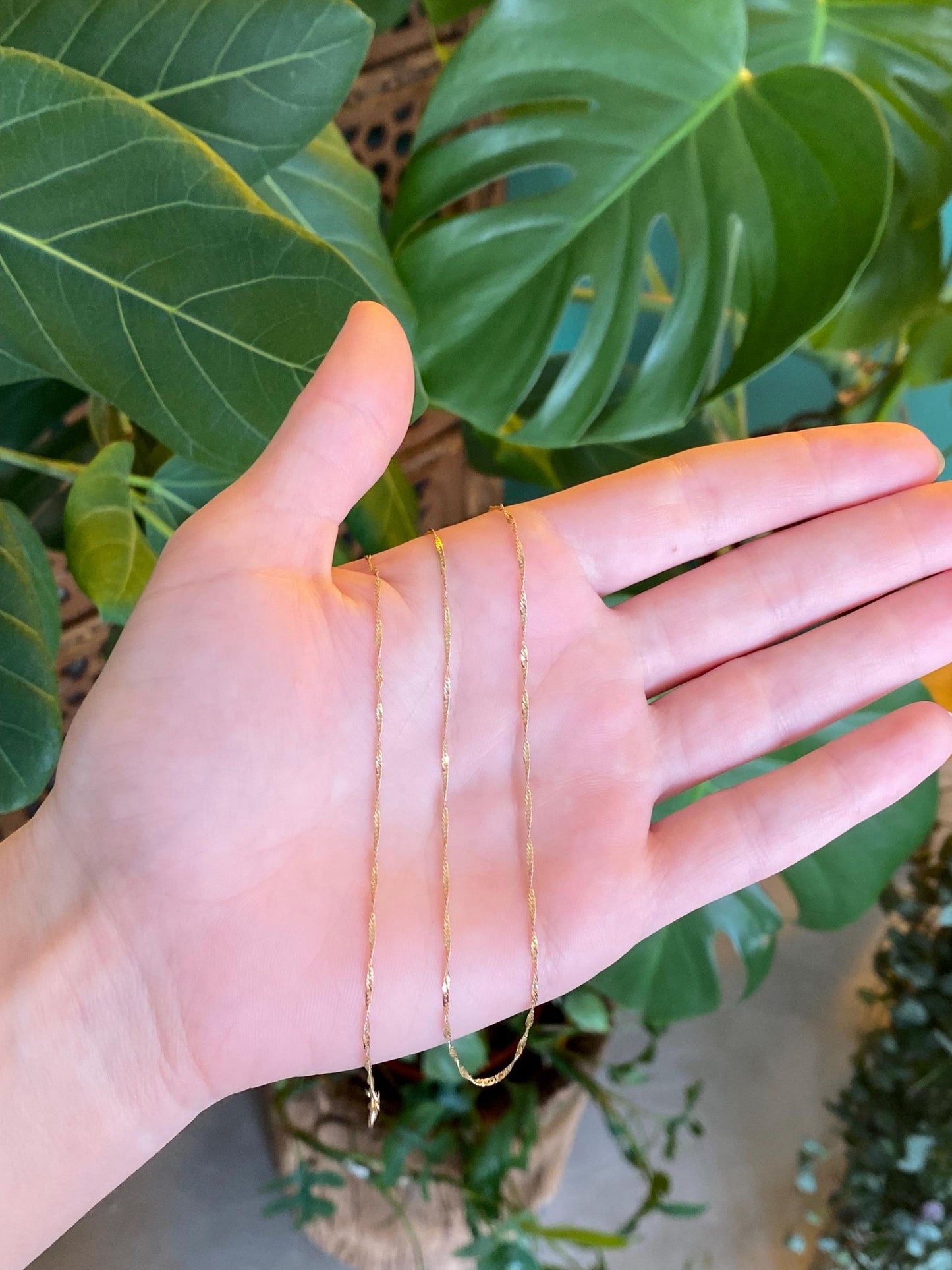 Vintage Solid 14k Yellow Gold Twist Chain Necklace - 17.5 inches
