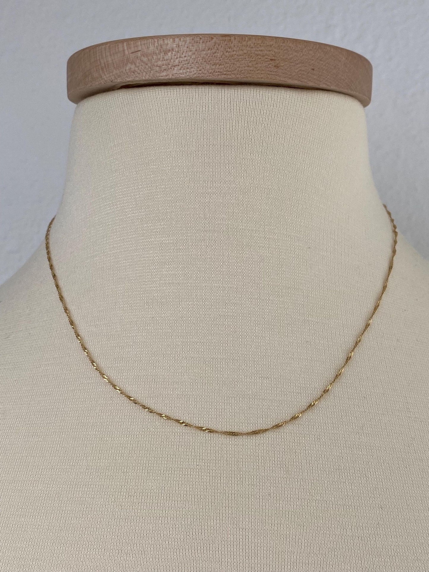 Vintage Solid 14k Yellow Gold Twist Chain Necklace - 17.5 inches