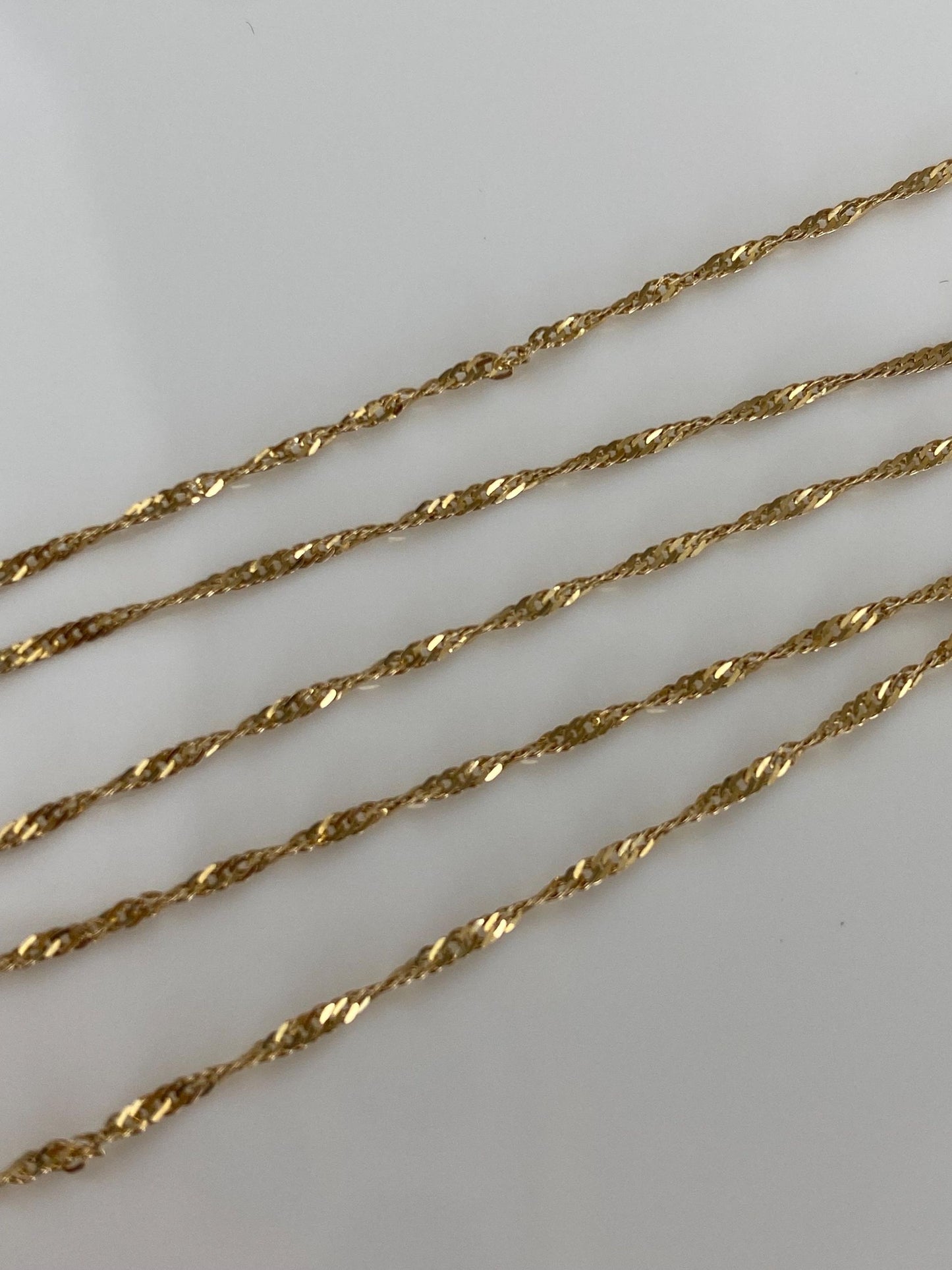 Vintage Solid 14k Yellow Gold Twist Chain Necklace - 17.5 inches