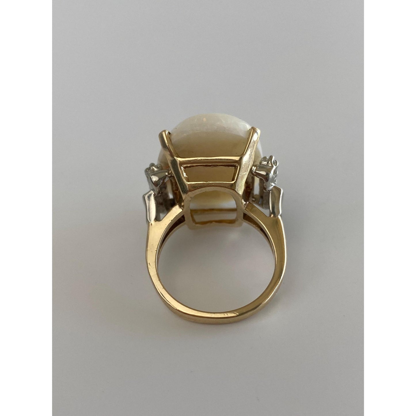 Vintage Solid 10k Yellow Gold Opal Clear Quartz Ring - Size 5.5