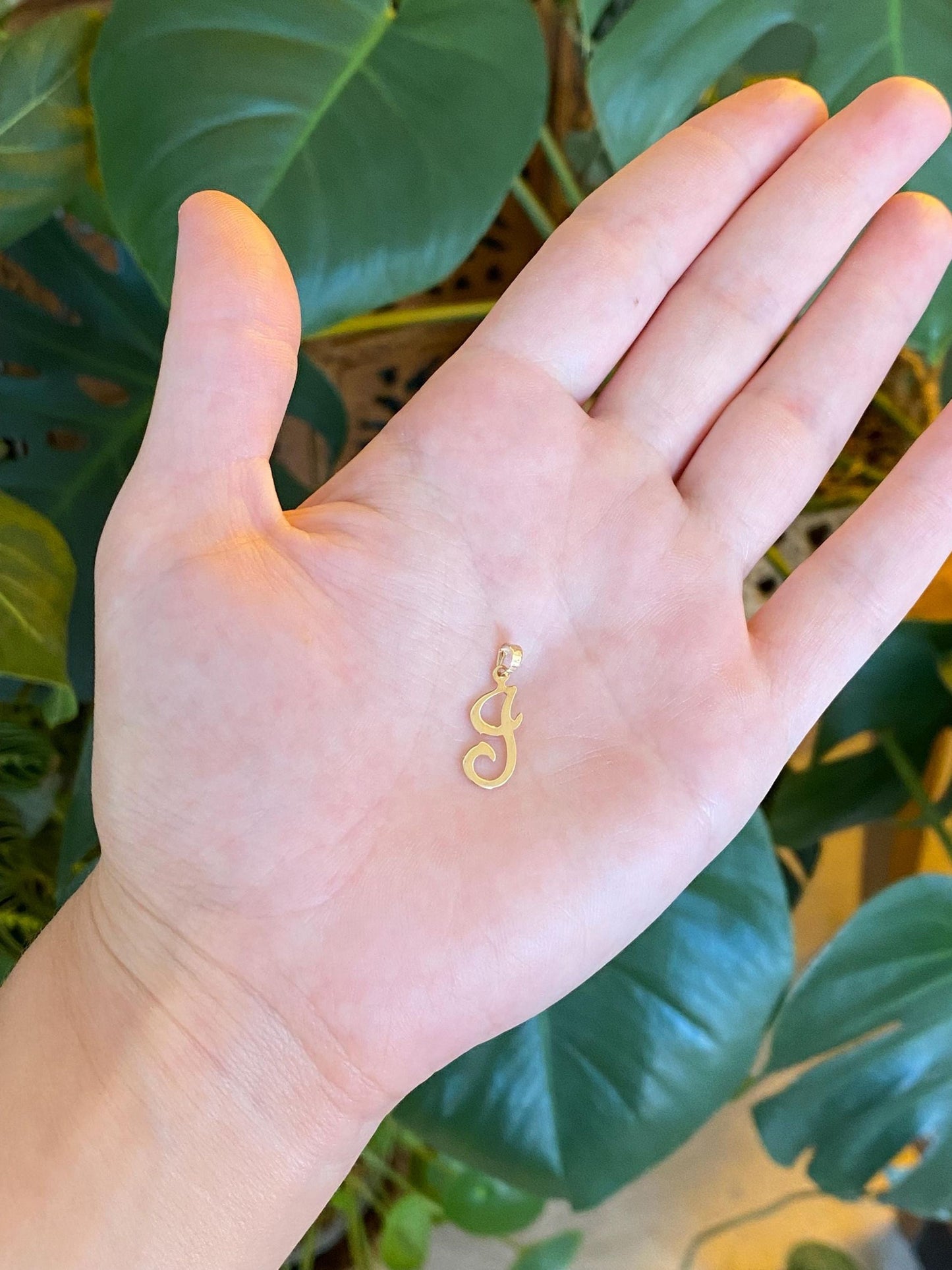 Vintage Solid 14k Yellow Gold Initial 'J' Charm