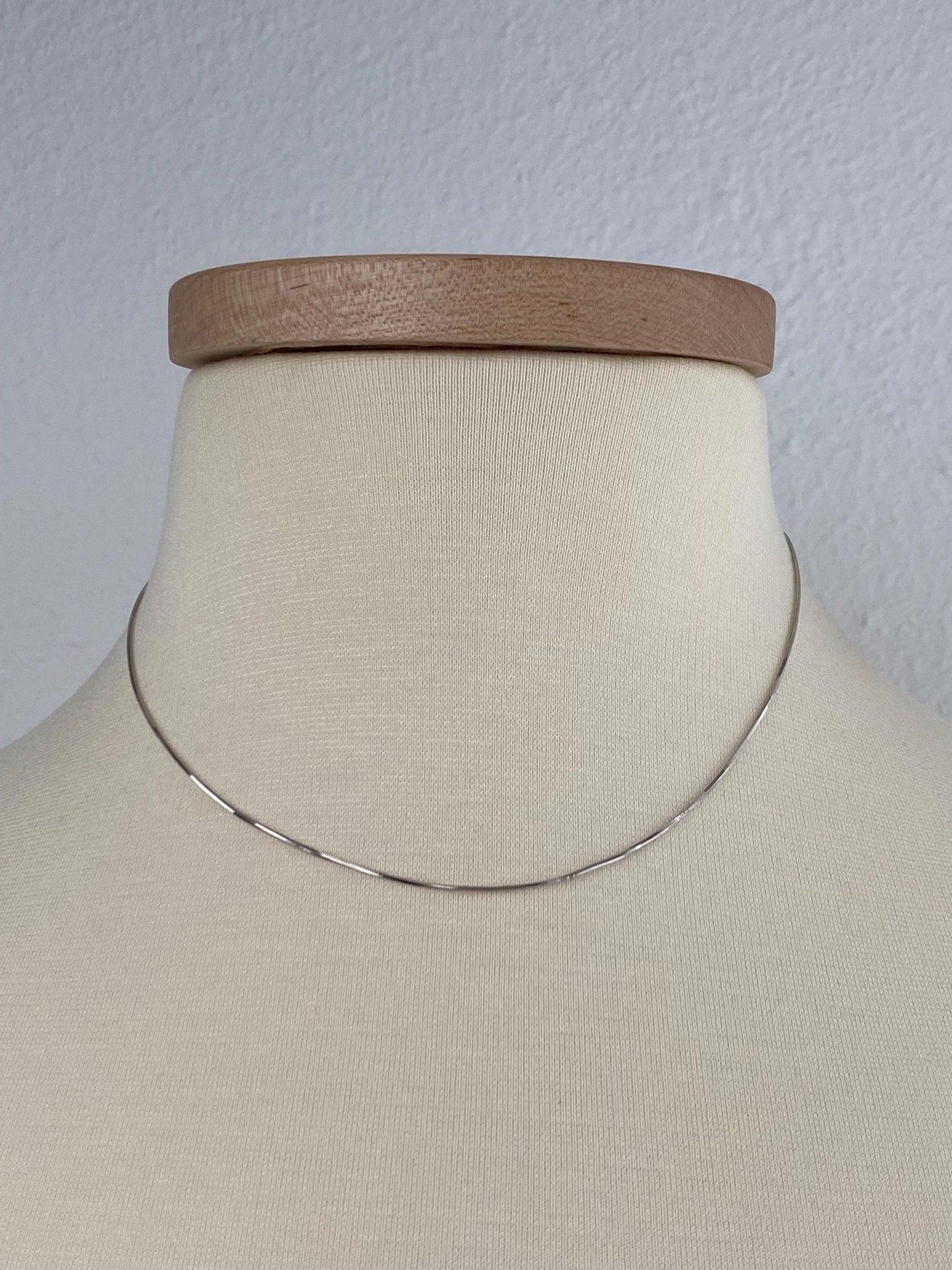 Vintage Solid 14k White Gold Square Snake Chain Necklace - 16.25 inches