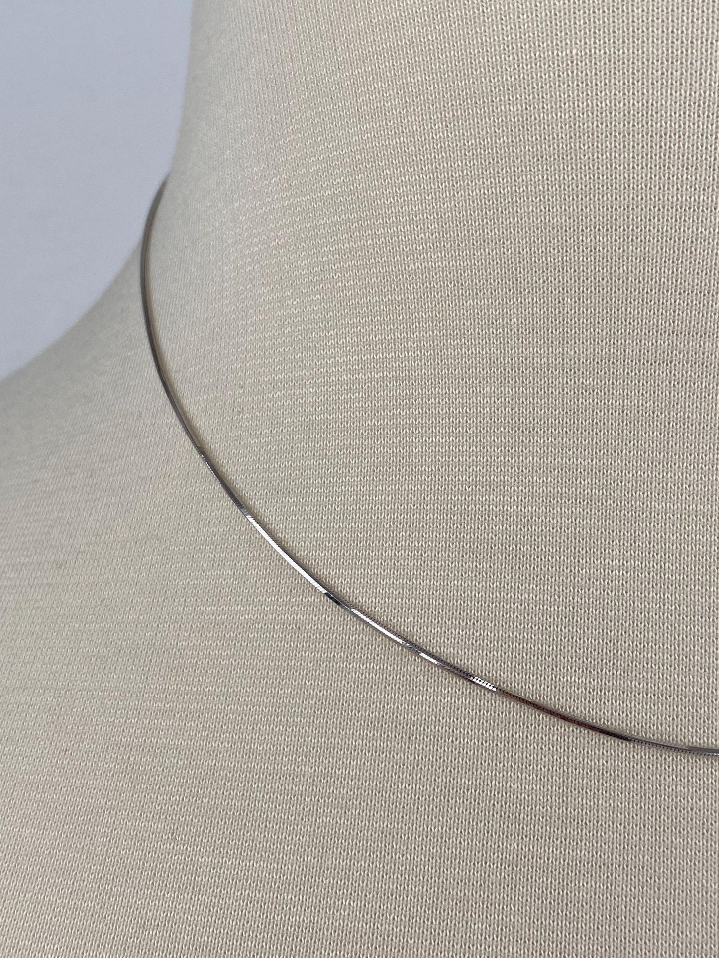 Vintage Solid 14k White Gold Square Snake Chain Necklace - 16.25 inches