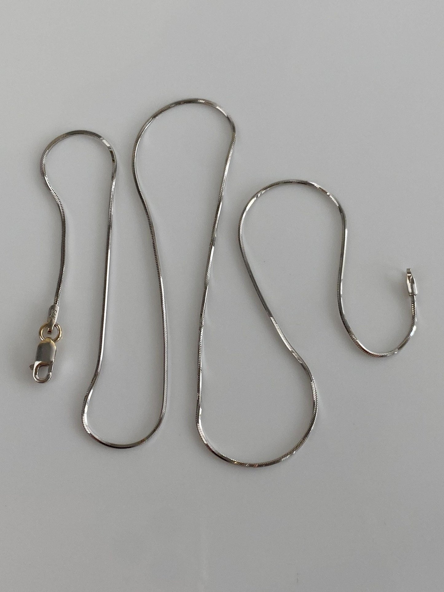 Vintage Solid 14k White Gold Square Snake Chain Necklace - 16.25 inches