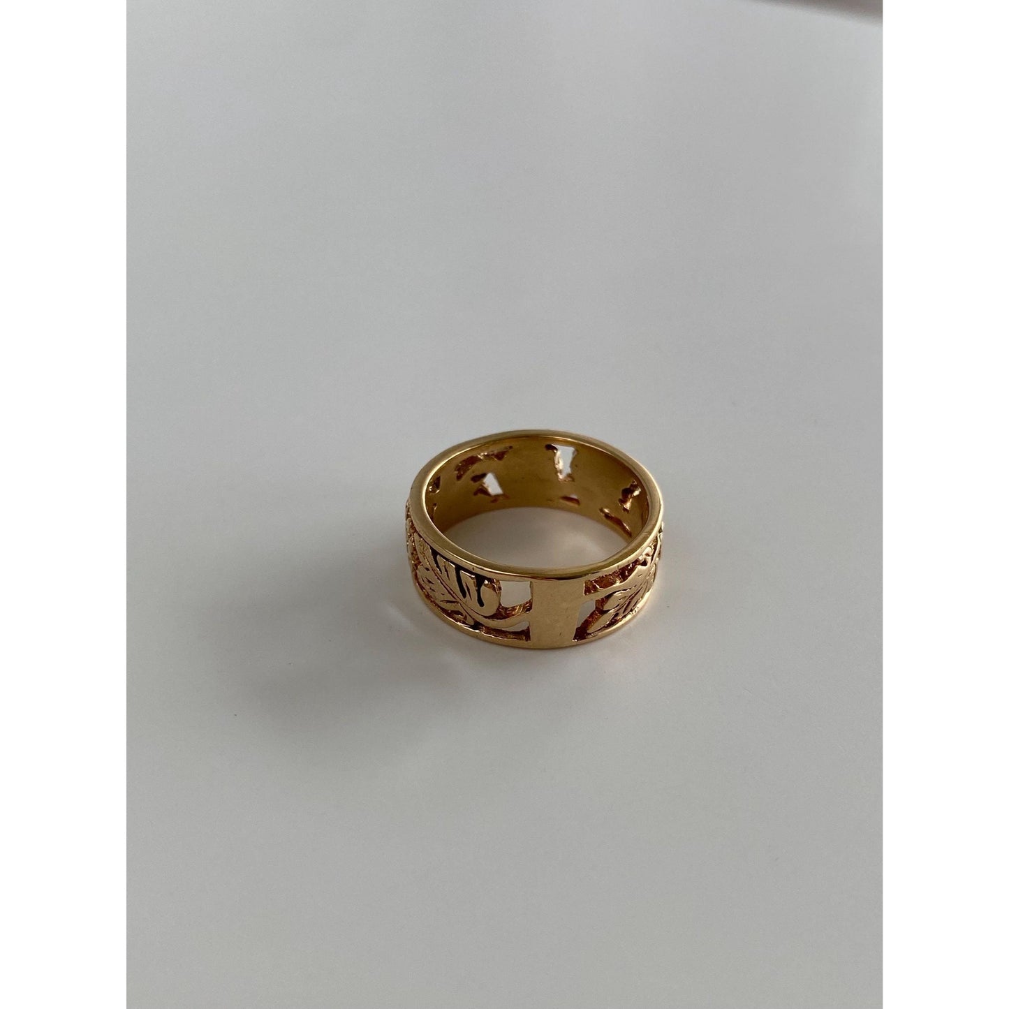 Solid 14k Yellow Gold Grapevine Ring Band - Size 6.75