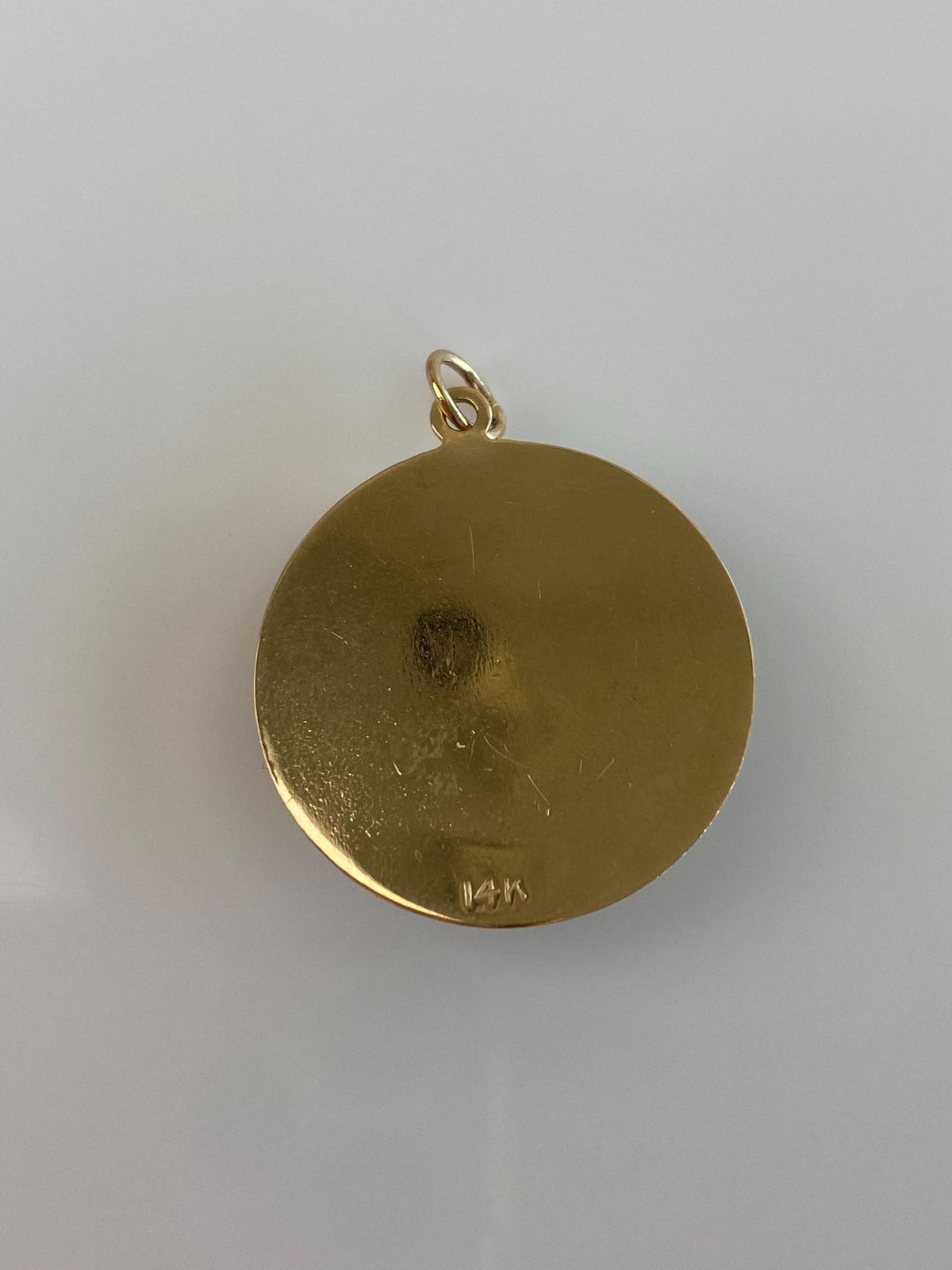 Vintage Solid 14k Yellow Gold Carved Jade Buddah 'Touch Me for Good Luck' Charm