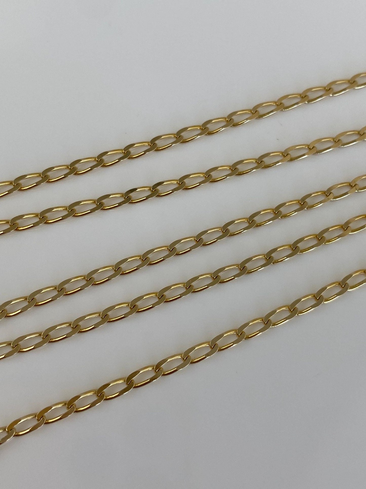 Vintage Solid 14k Yellow Gold Elongated Curb Chain Necklace - 17.75 inches