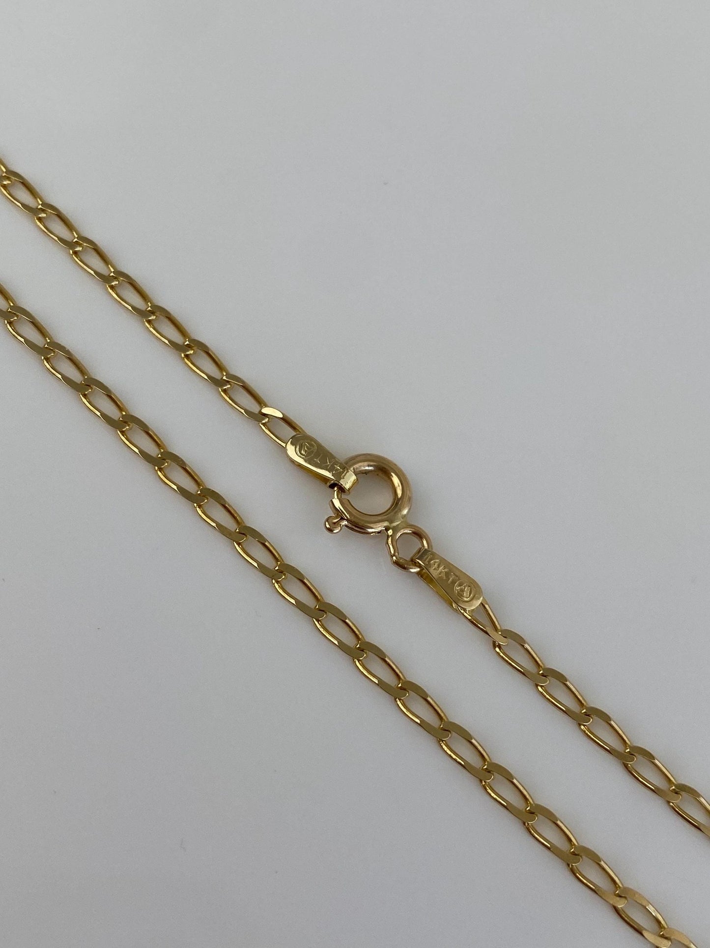Vintage Solid 14k Yellow Gold Elongated Curb Chain Necklace - 17.75 inches