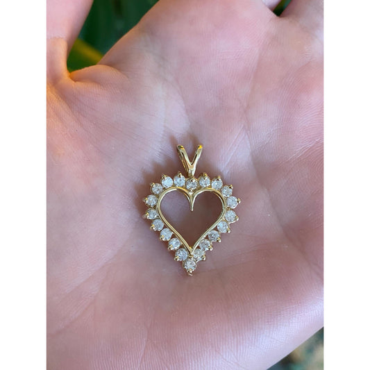 Vintage Solid 10k Yellow Gold Diamond Heart Charm