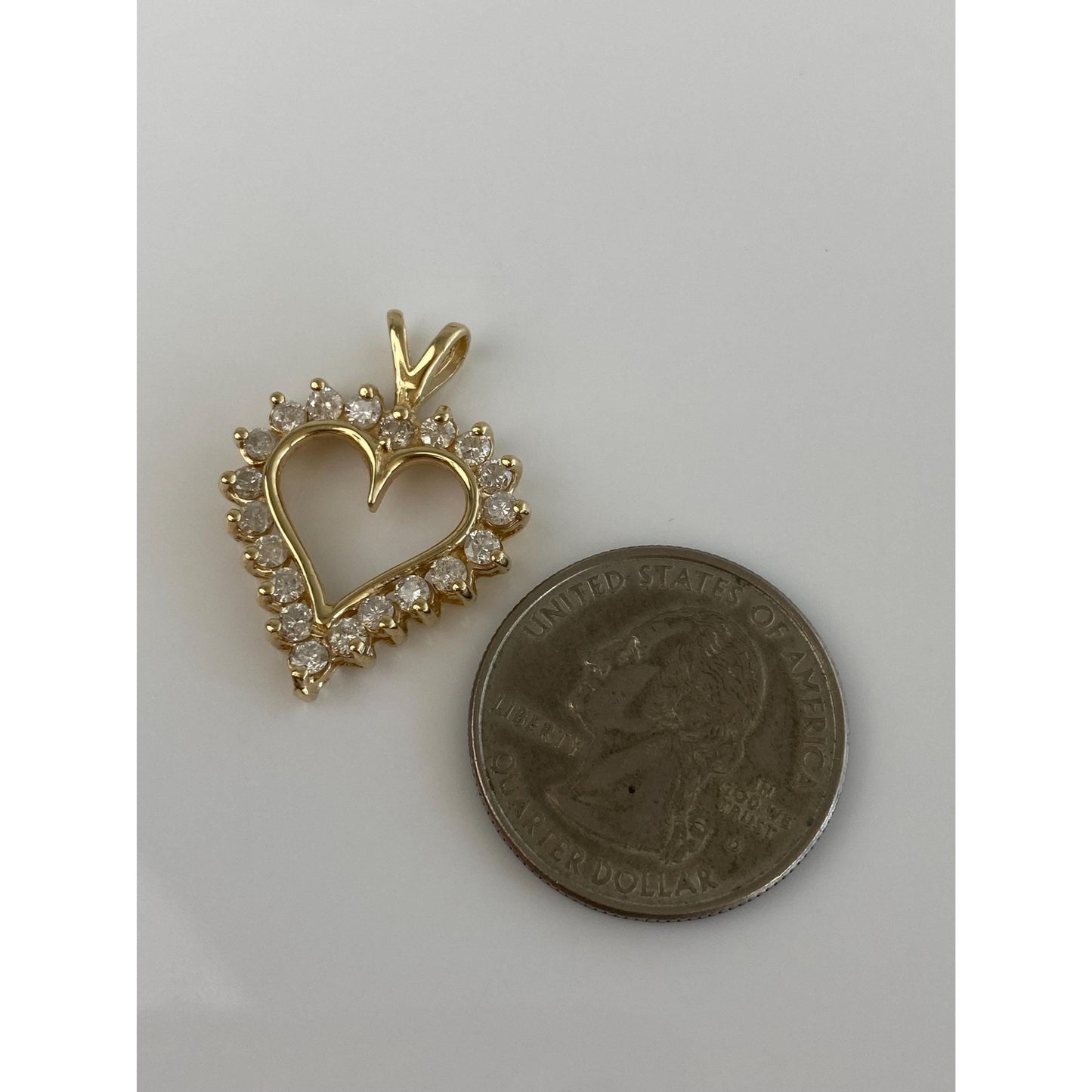 Vintage Solid 10k Yellow Gold Diamond Heart Charm