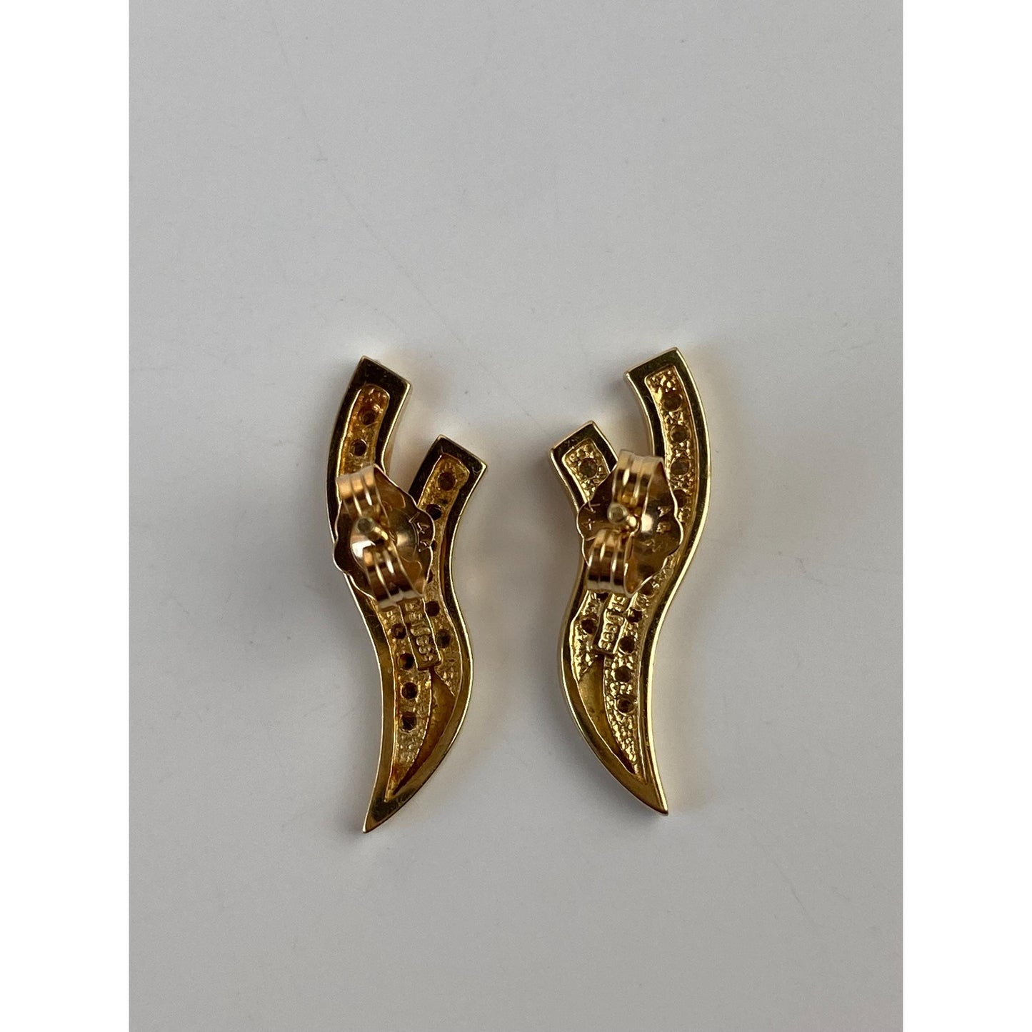 Vintage Solid 14k Yellow Gold Cubic Zirconia Drop Earrings