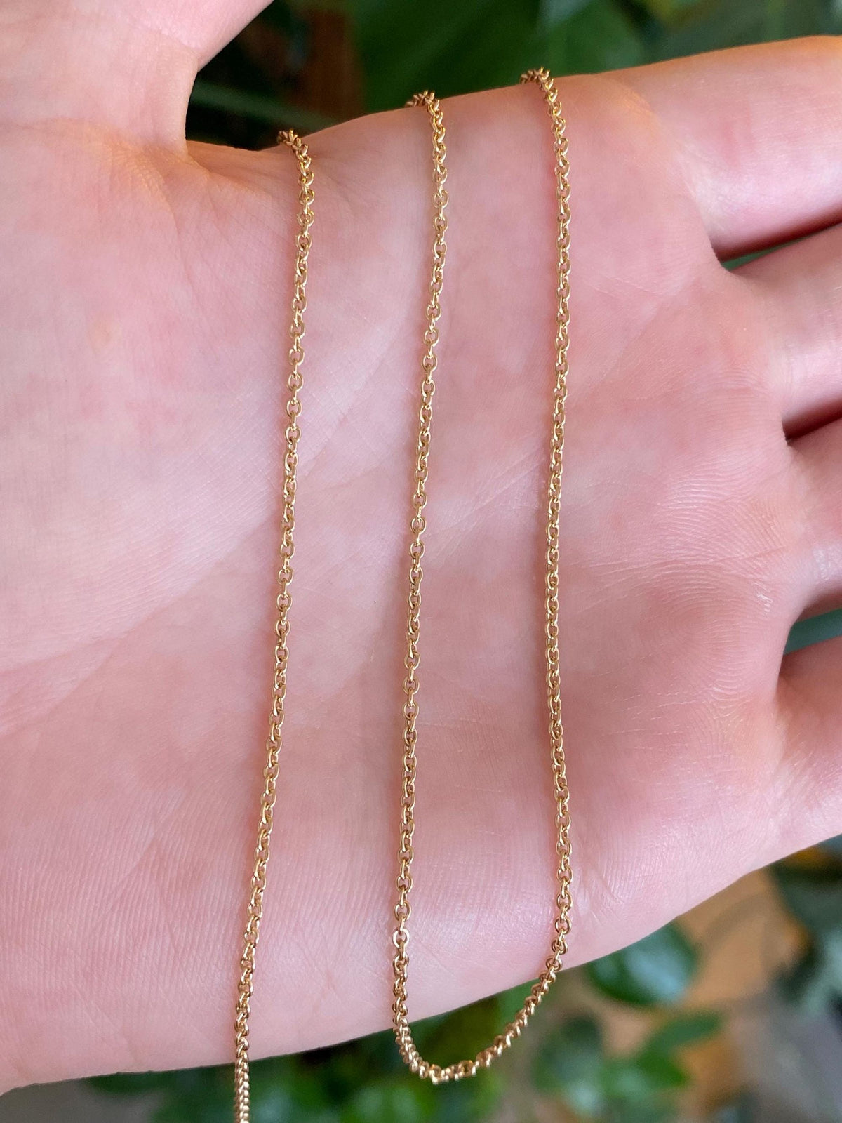 Vintage Solid 18k Yellow Gold Tight Rolo Chain Necklace - 18 inches