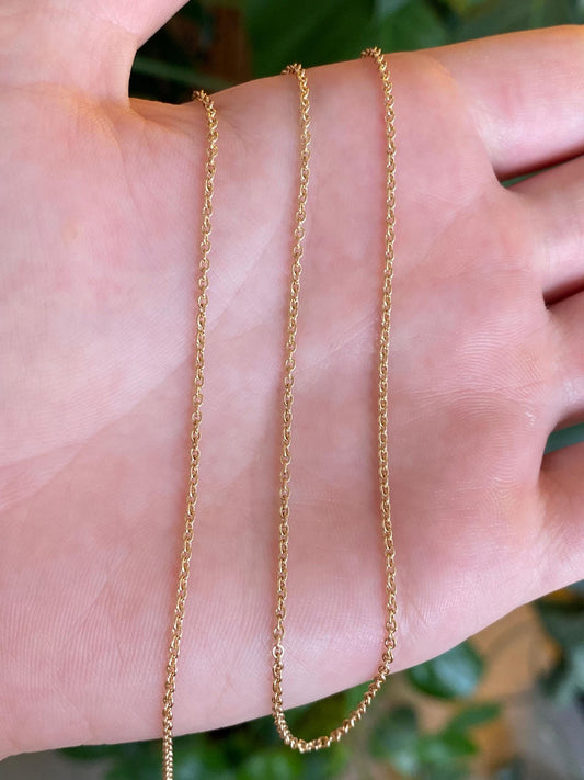 Vintage Solid 18k Yellow Gold Tight Rolo Chain Necklace - 18 inches