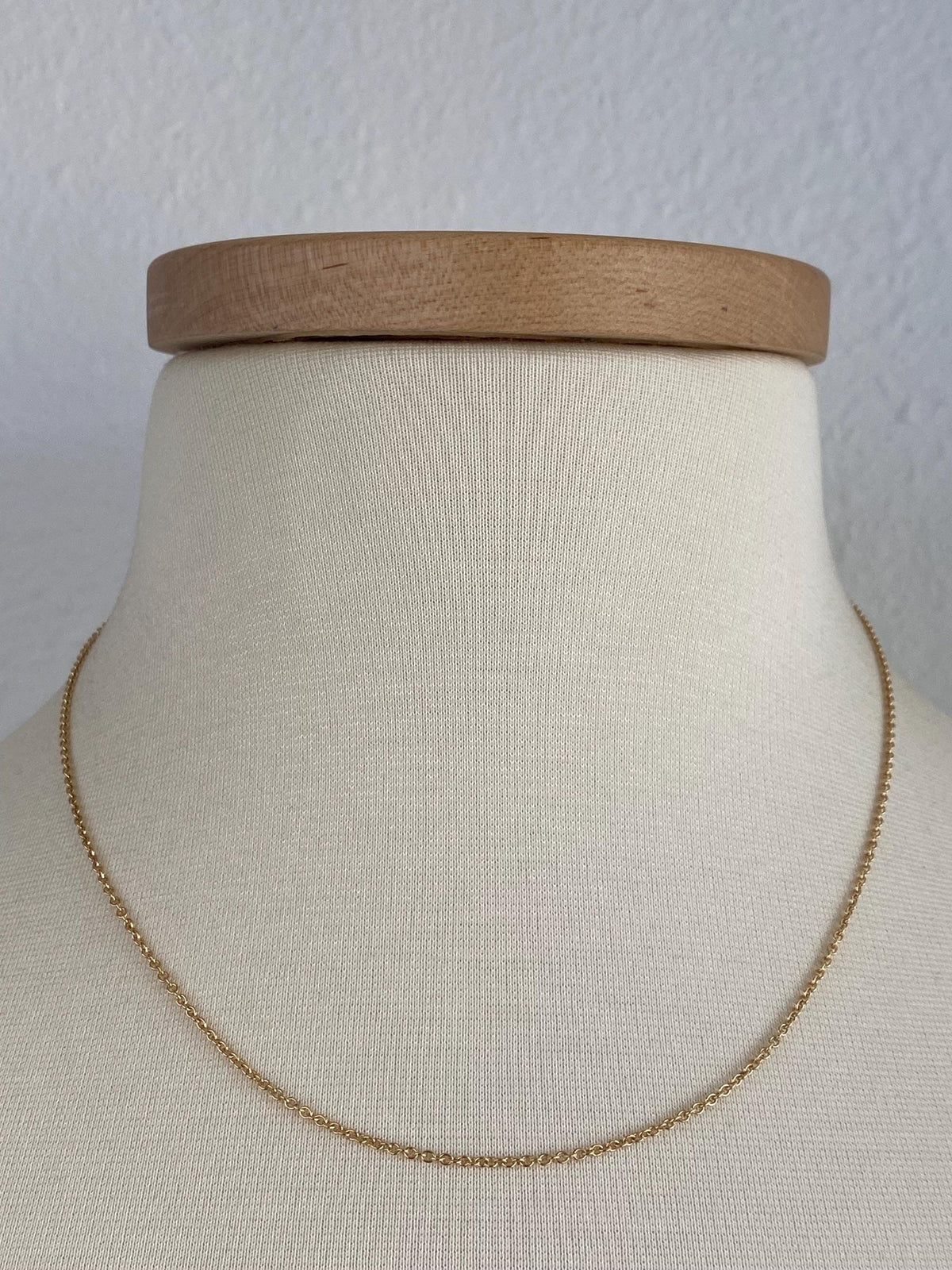 Vintage Solid 18k Yellow Gold Tight Rolo Chain Necklace - 18 inches