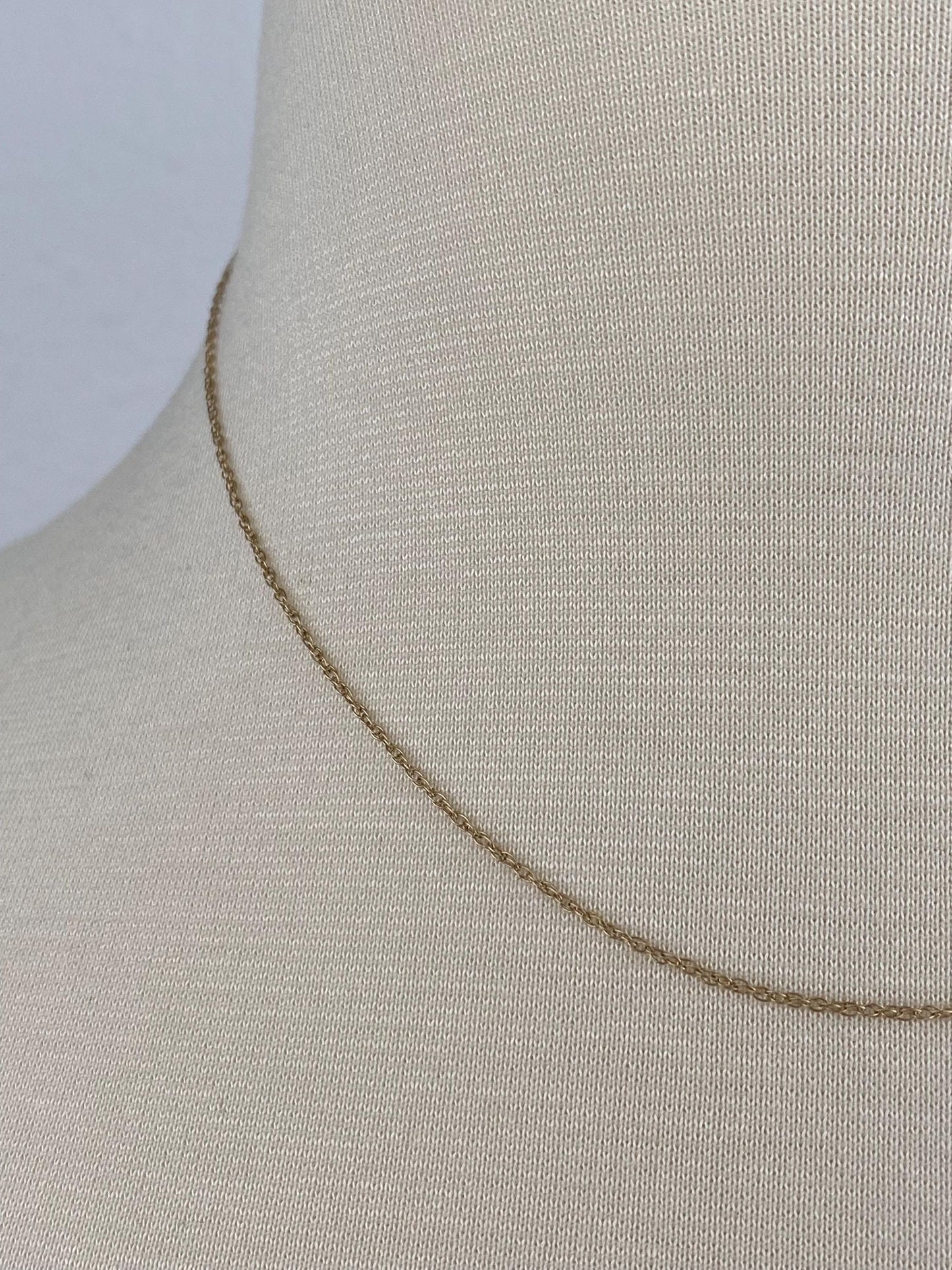 Vintage Solid 10k Yellow Gold Dainty Chain Necklace - 16 inches
