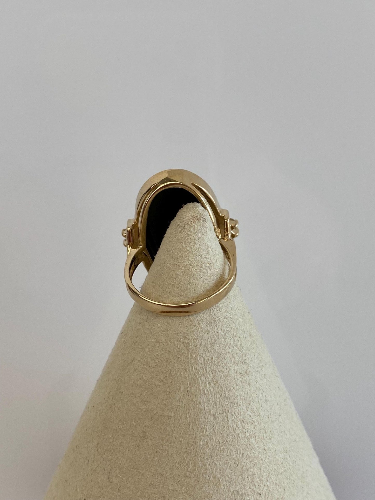 Vintage Solid 14k Yellow Gold Diamond Black Onyx Ring - Size 6.5