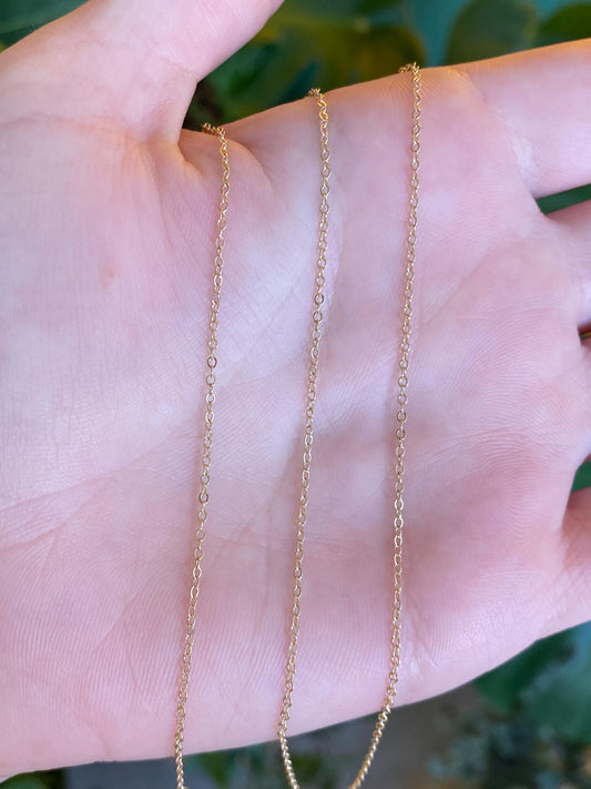 Vintage Solid 14k Yellow Gold Cable Link Chain Necklace - 16.5 inches