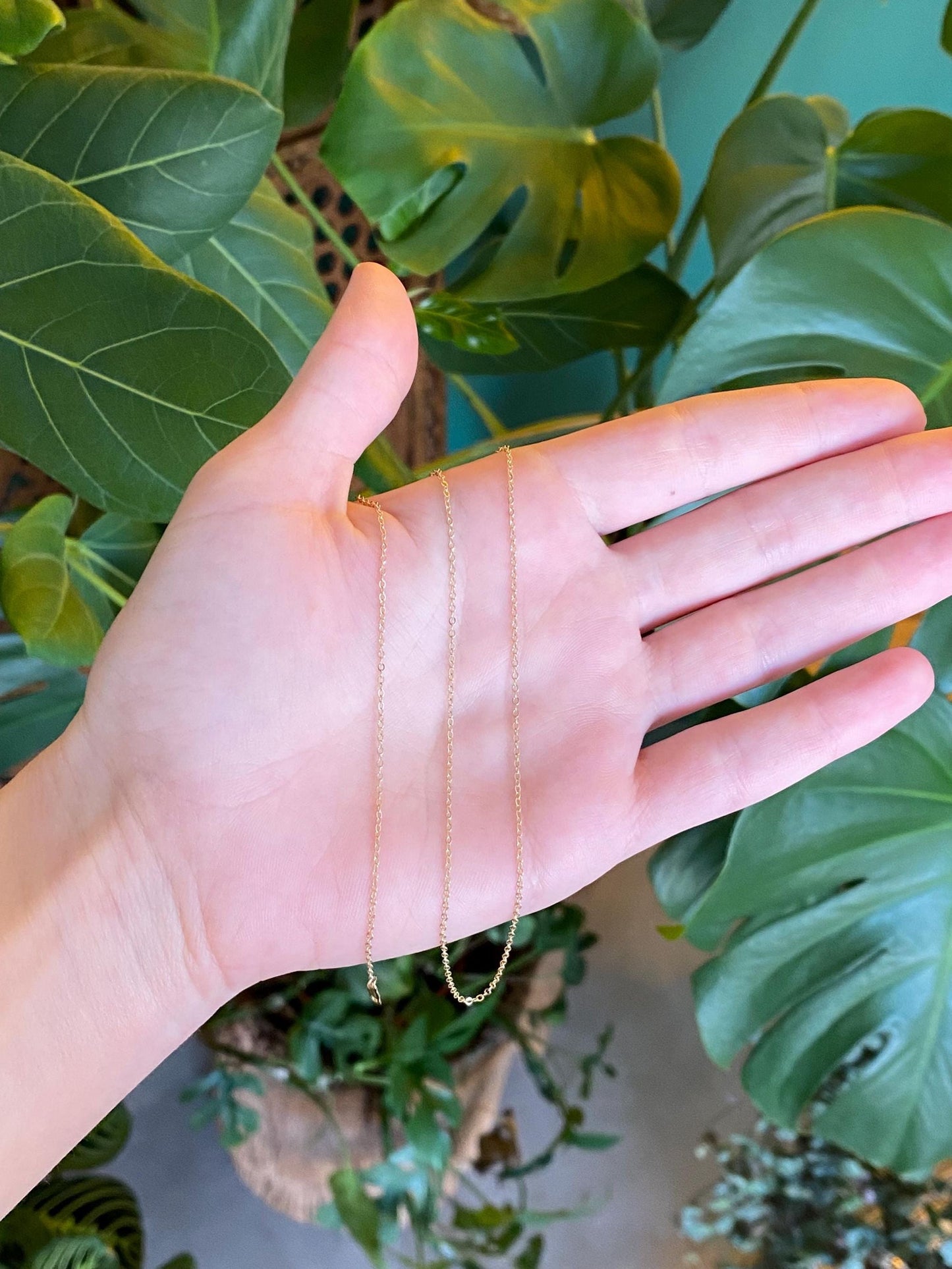 Vintage Solid 14k Yellow Gold Cable Link Chain Necklace - 16.5 inches