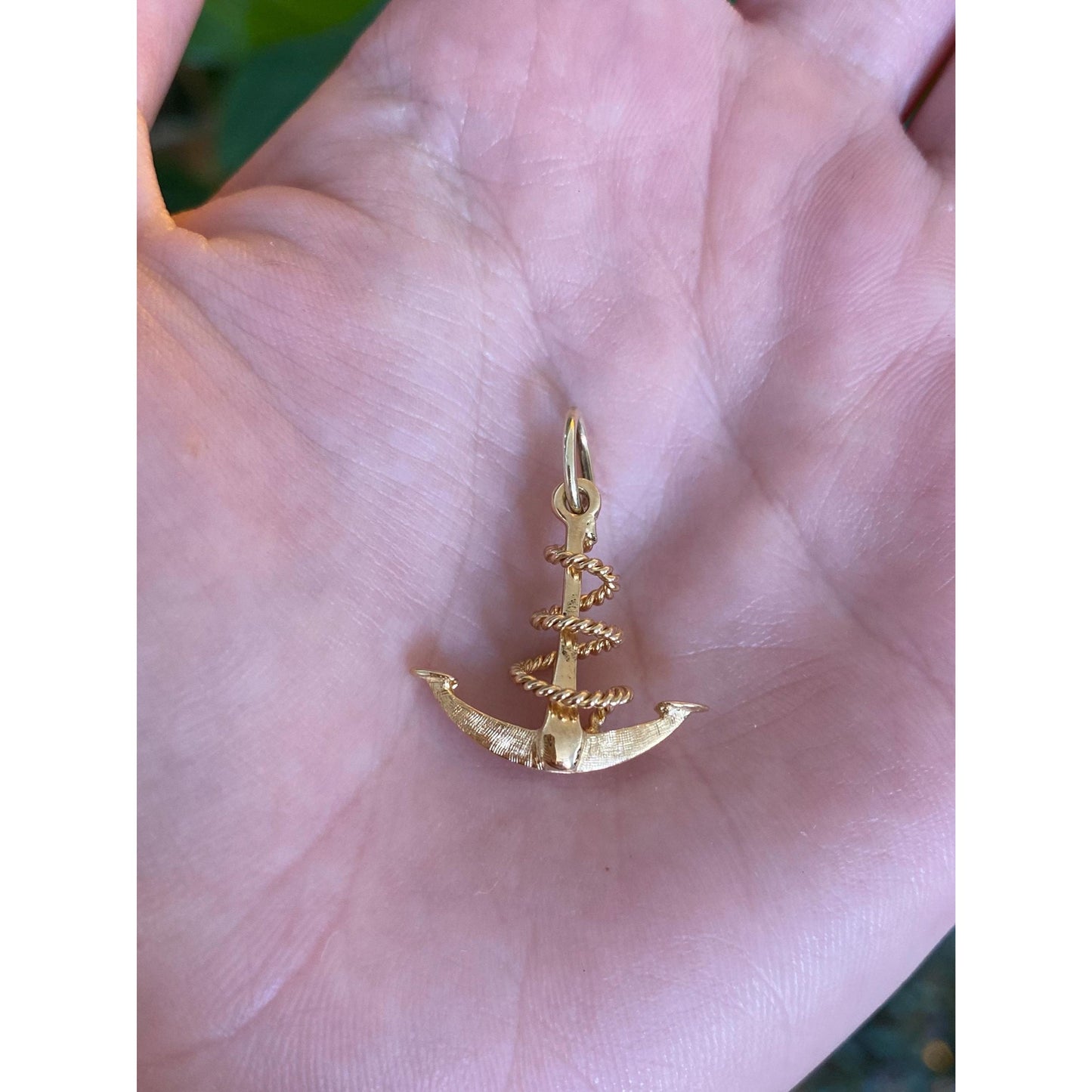 Vintage Solid 18k Yellow Gold Anchor Rope Charm