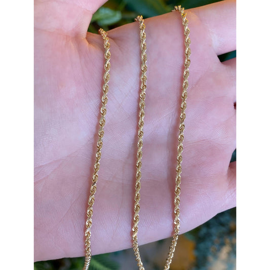 Vintage Solid 14k Yellow Gold Rope Chain Necklace - 24 inches