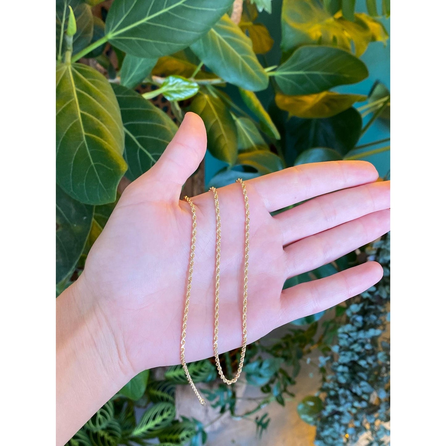 Vintage Solid 14k Yellow Gold Rope Chain Necklace - 24 inches