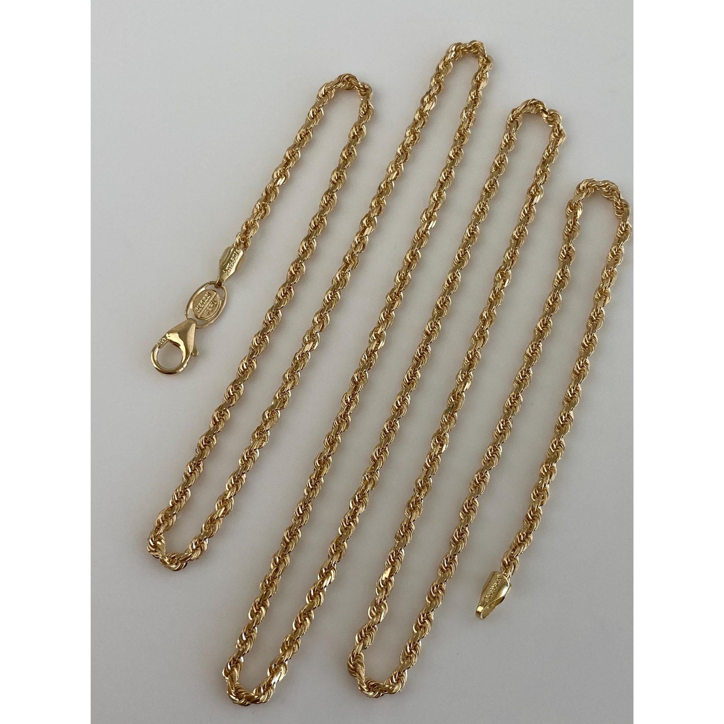 Vintage Solid 14k Yellow Gold Rope Chain Necklace - 24 inches