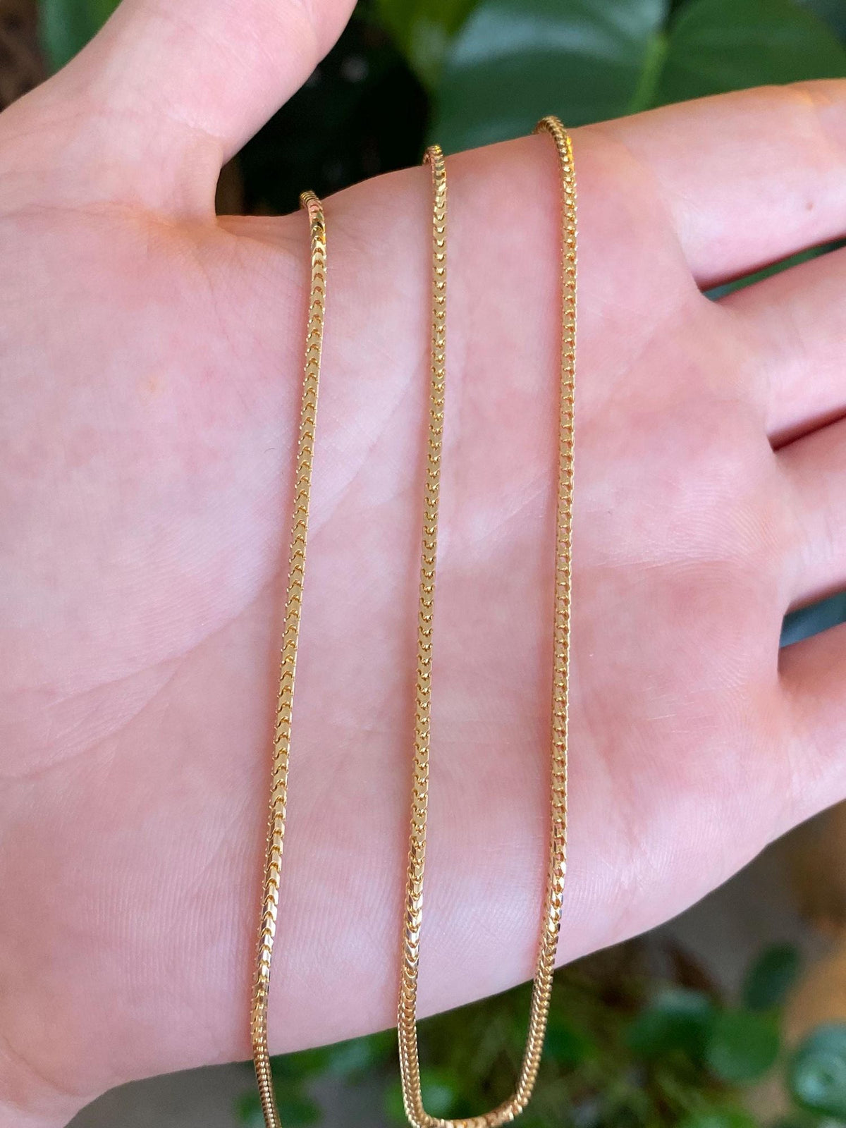 Solid 14k Yellow Gold Square Wheat Franco Chain Necklace - 18.25 inches