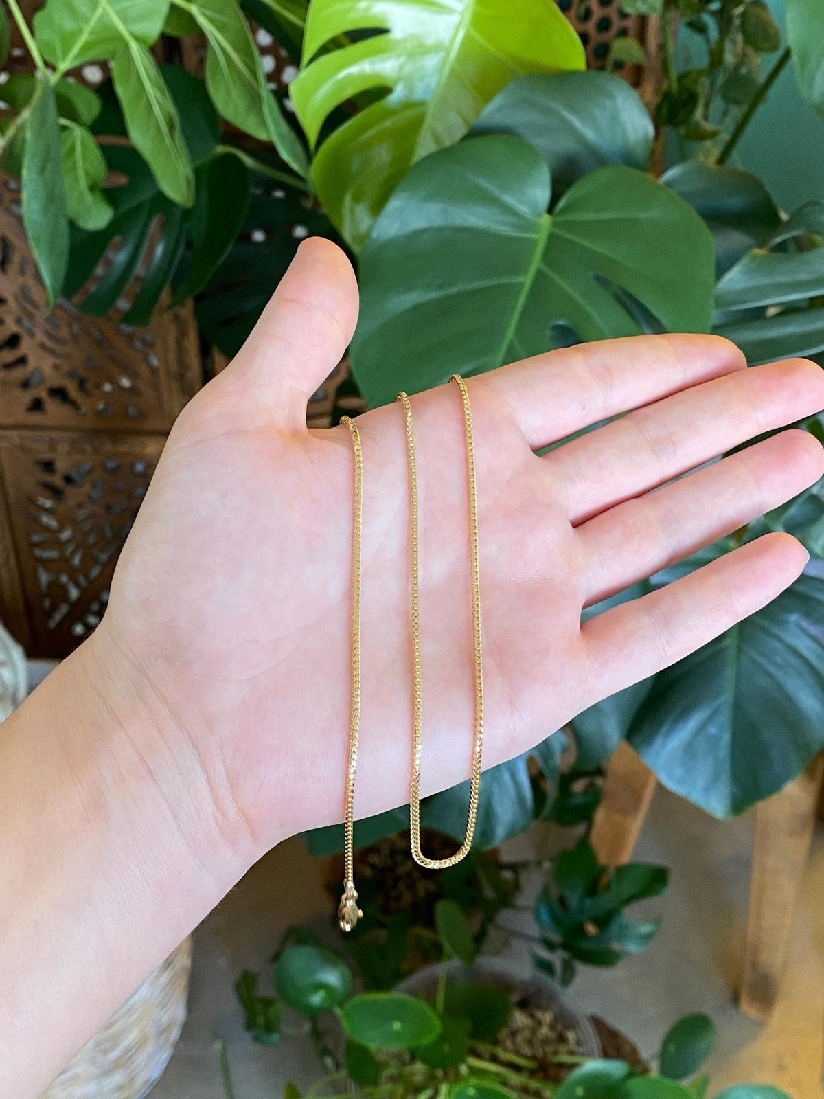 Solid 14k Yellow Gold Square Wheat Franco Chain Necklace - 18.25 inches